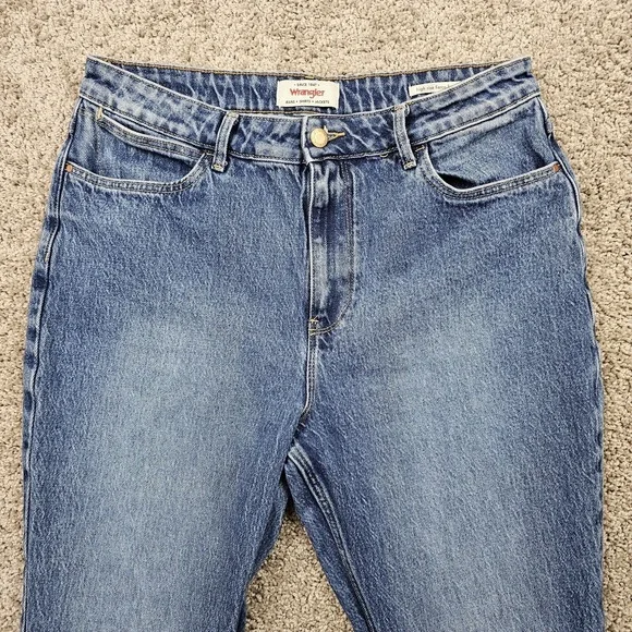 Wrangler High Rise Fierce Flare Denim Jeans Women 12 (Actual 32x31) Blue Stretch - Picture 2 of 8
